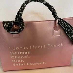 Shiny Pink vegan leather tote